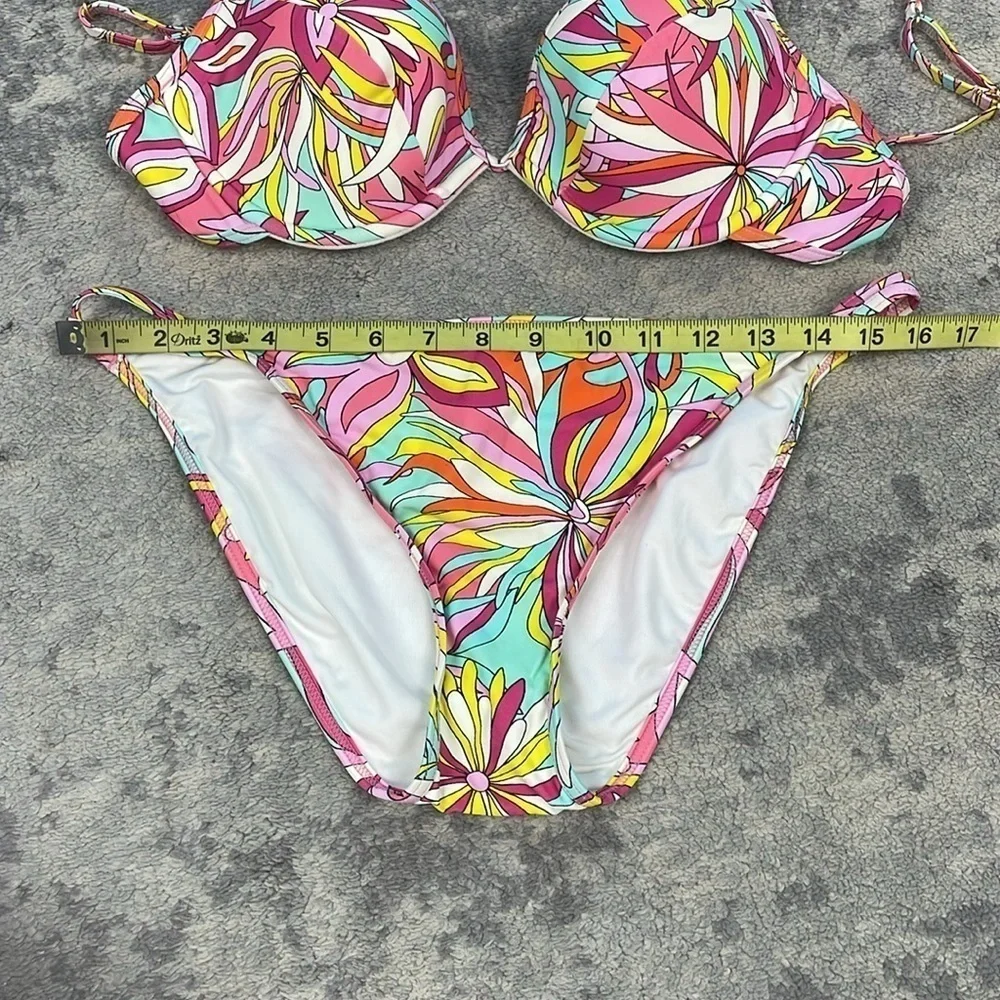 New Kate Spade Underwire Bikini Top and Bottom 2 Piece Swim Anemone Floral L
